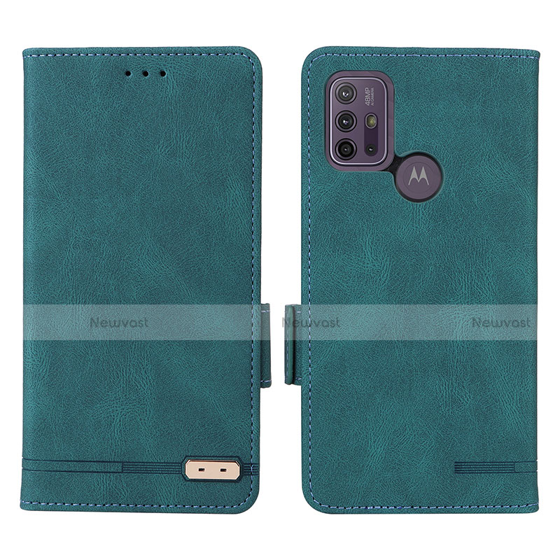 Leather Case Stands Flip Cover Holder L01Z for Motorola Moto G30 Green