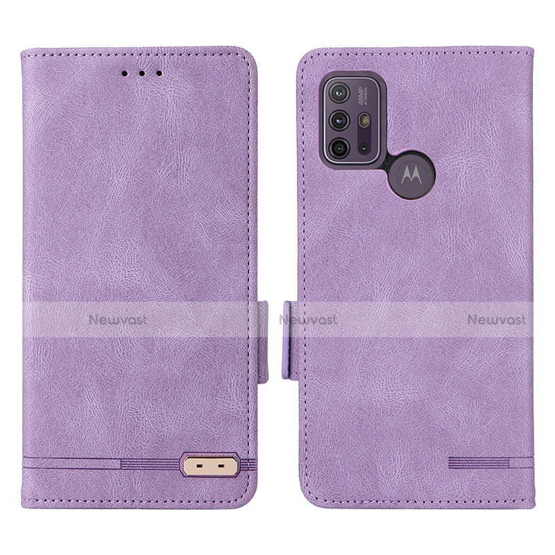 Leather Case Stands Flip Cover Holder L01Z for Motorola Moto G30 Purple