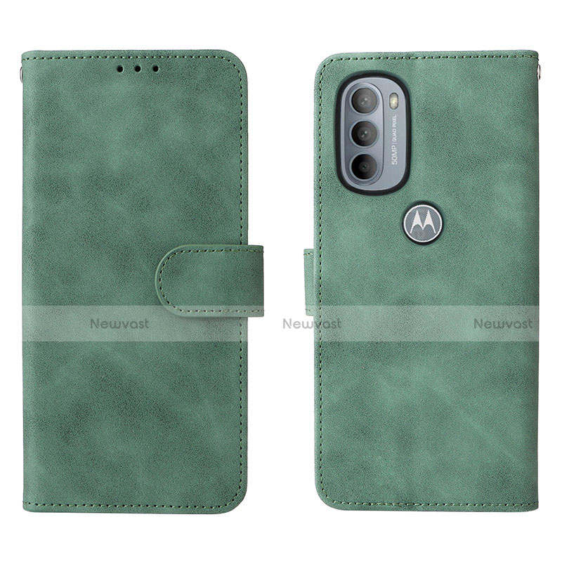 Leather Case Stands Flip Cover Holder L01Z for Motorola Moto G41 Green
