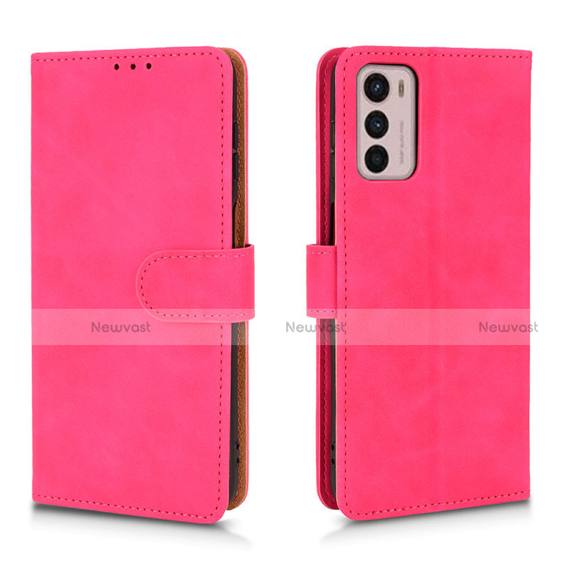 Leather Case Stands Flip Cover Holder L01Z for Motorola Moto G42 Hot Pink