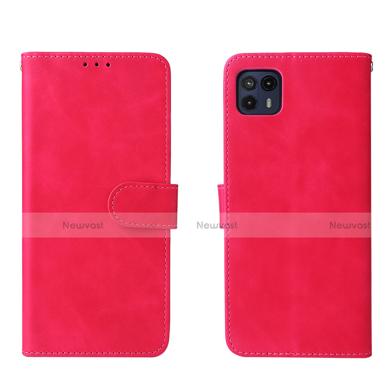 Leather Case Stands Flip Cover Holder L01Z for Motorola Moto G50 5G Hot Pink
