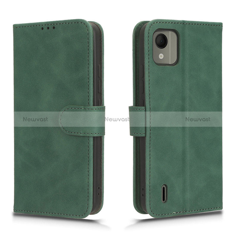 Leather Case Stands Flip Cover Holder L01Z for Nokia C110 Green