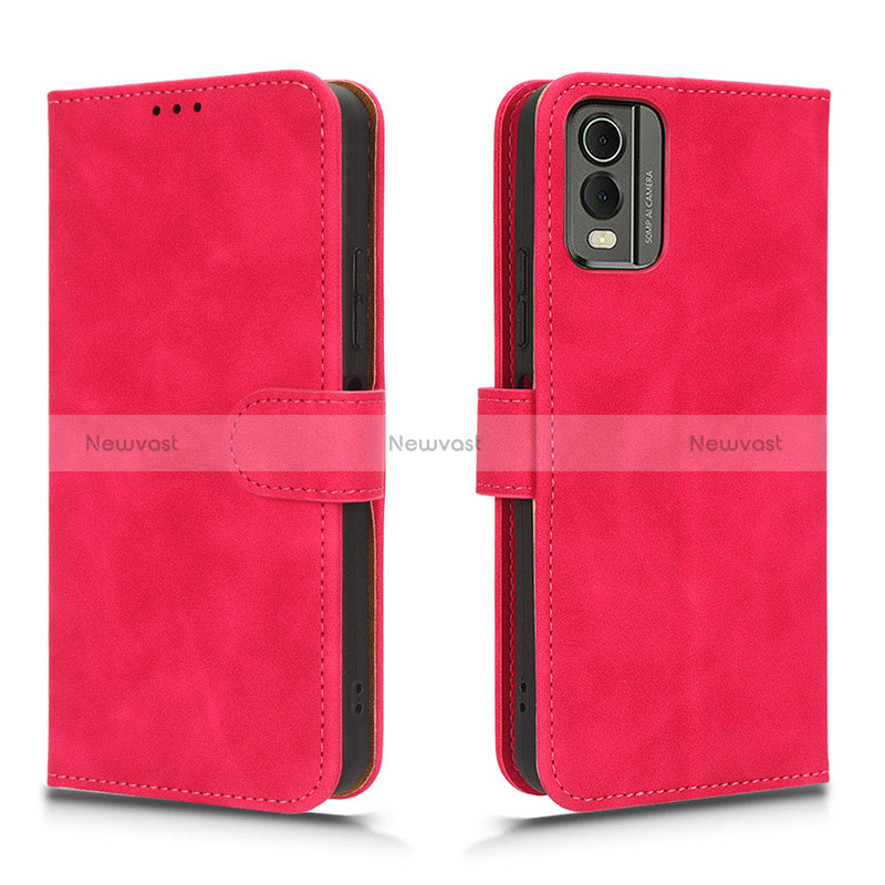 Leather Case Stands Flip Cover Holder L01Z for Nokia C32 Hot Pink