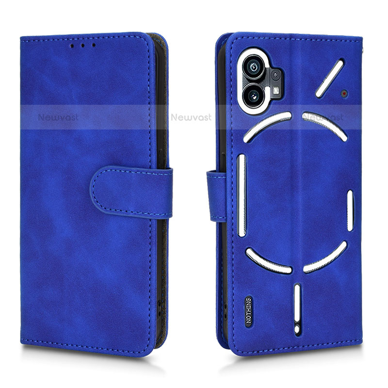 Leather Case Stands Flip Cover Holder L01Z for Nothing Phone 1 Blue