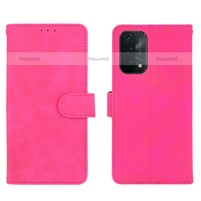 Leather Case Stands Flip Cover Holder L01Z for OnePlus Nord N200 5G Hot Pink