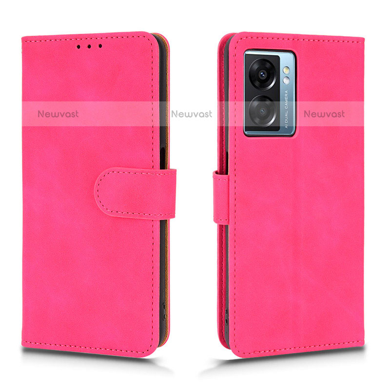 Leather Case Stands Flip Cover Holder L01Z for OnePlus Nord N300 5G Hot Pink