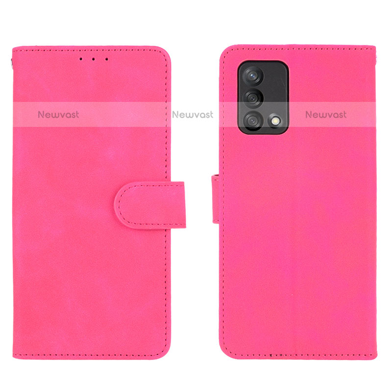Leather Case Stands Flip Cover Holder L01Z for Oppo A74 4G Hot Pink