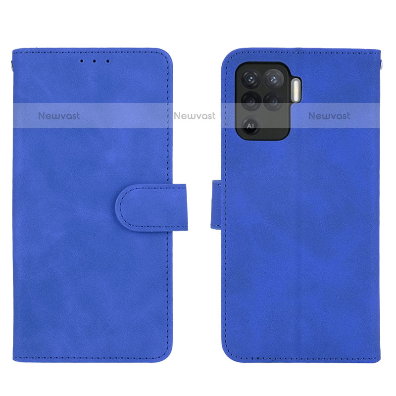 Leather Case Stands Flip Cover Holder L01Z for Oppo A94 4G Blue