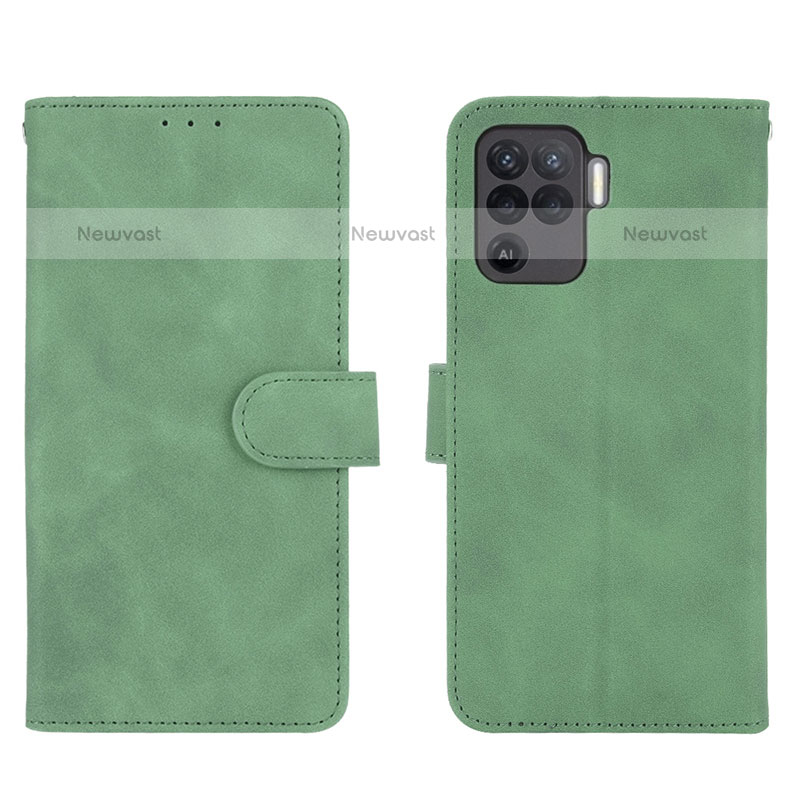 Leather Case Stands Flip Cover Holder L01Z for Oppo F19 Pro Green