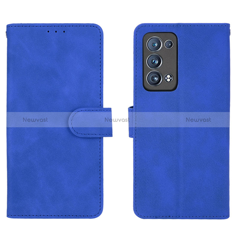 Leather Case Stands Flip Cover Holder L01Z for Oppo Reno6 Pro+ Plus 5G Blue