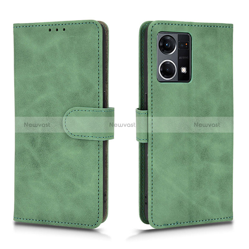 Leather Case Stands Flip Cover Holder L01Z for Oppo Reno7 4G Green