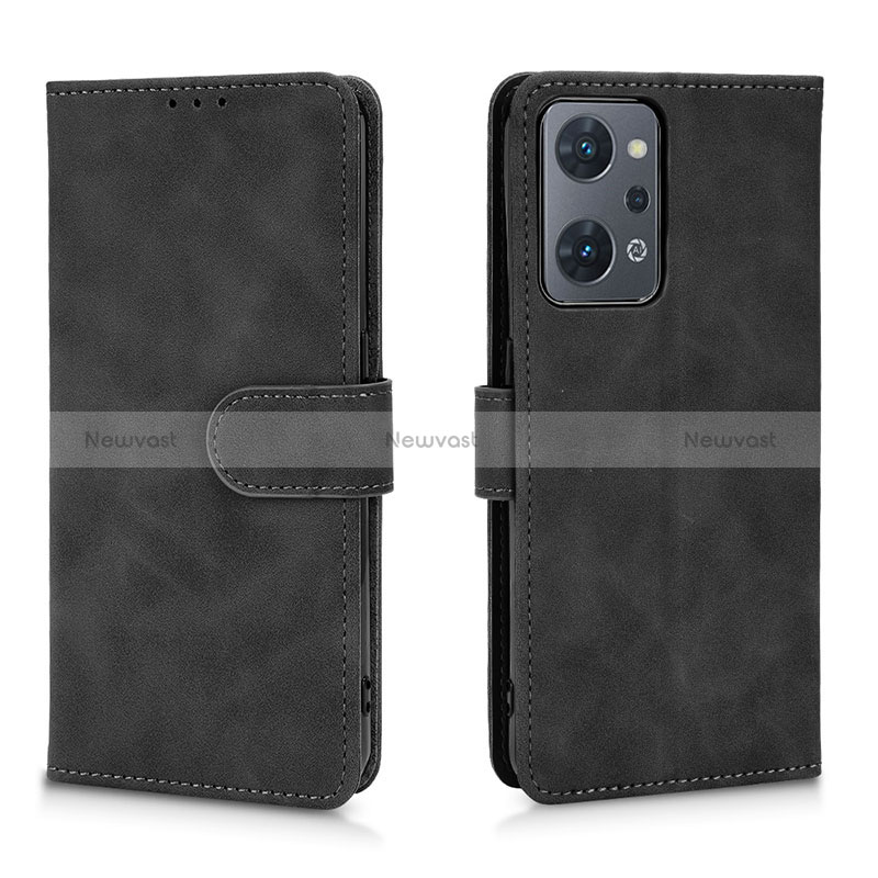 Leather Case Stands Flip Cover Holder L01Z for Oppo Reno7 A Black