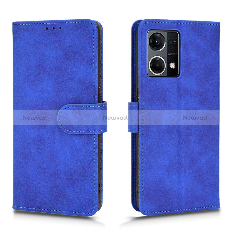 Leather Case Stands Flip Cover Holder L01Z for Oppo Reno8 4G Blue