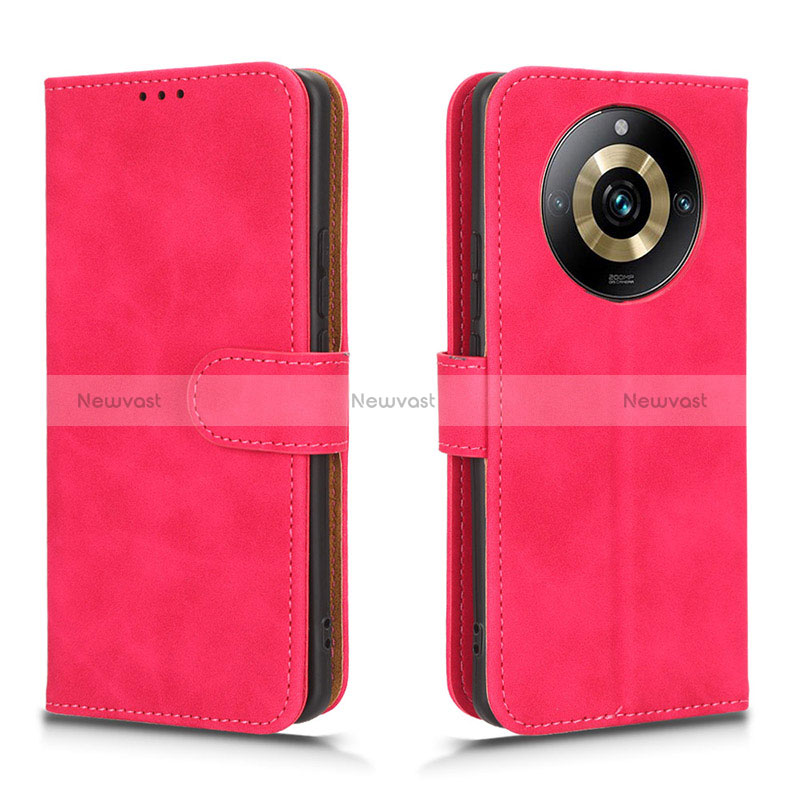 Leather Case Stands Flip Cover Holder L01Z for Realme 11 Pro+ Plus 5G Hot Pink