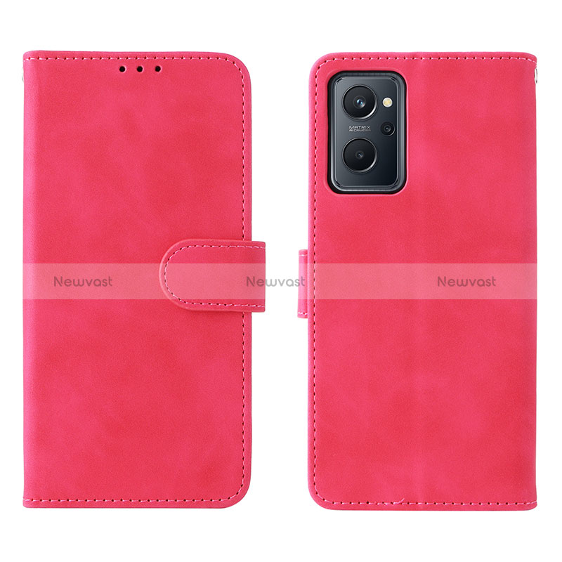 Leather Case Stands Flip Cover Holder L01Z for Realme 9i 4G Hot Pink