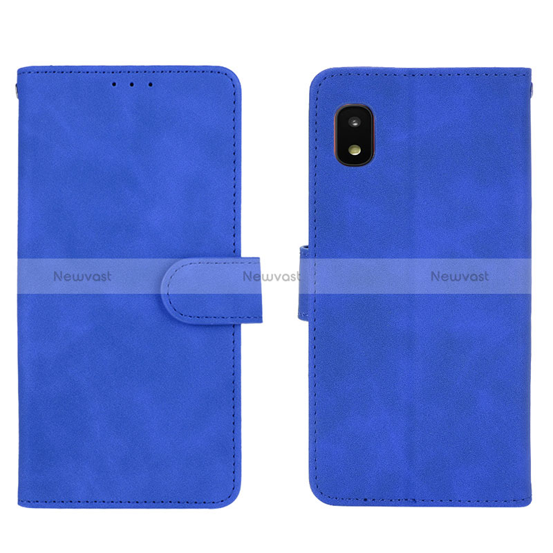 Leather Case Stands Flip Cover Holder L01Z for Samsung Galaxy A21 SC-42A Blue