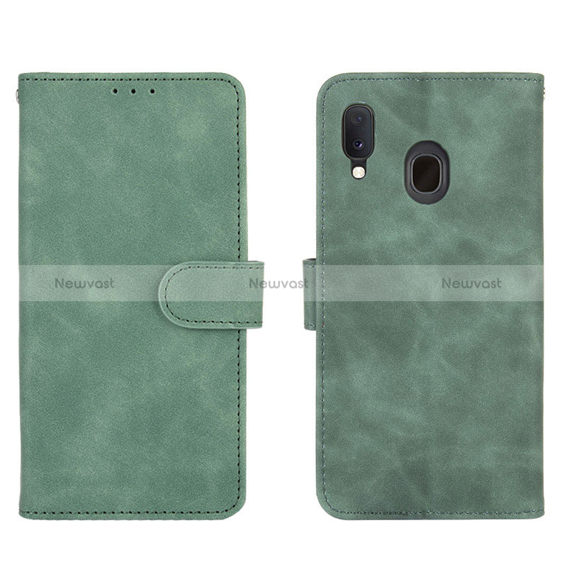 Leather Case Stands Flip Cover Holder L01Z for Samsung Galaxy A30 Green