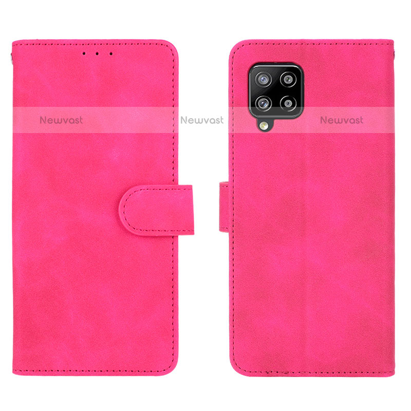 Leather Case Stands Flip Cover Holder L01Z for Samsung Galaxy A42 5G Hot Pink