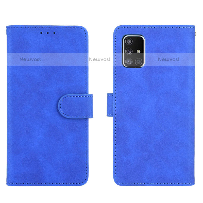 Leather Case Stands Flip Cover Holder L01Z for Samsung Galaxy A51 4G Blue