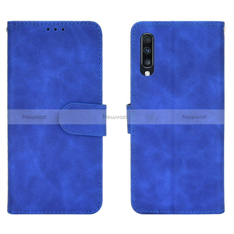 Leather Case Stands Flip Cover Holder L01Z for Samsung Galaxy A70S Blue