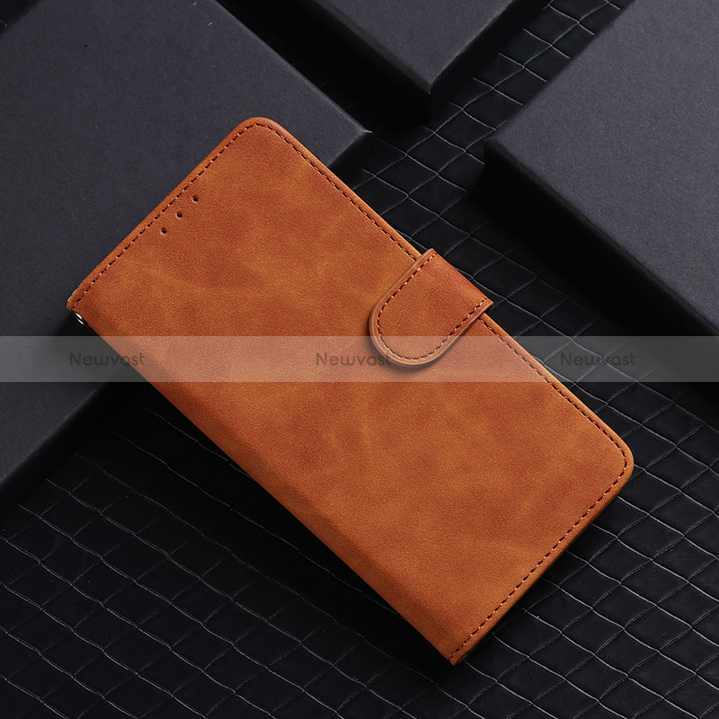 Leather Case Stands Flip Cover Holder L01Z for Samsung Galaxy A80 Brown