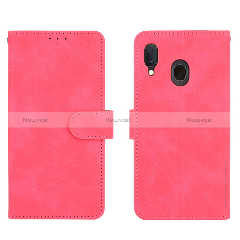Leather Case Stands Flip Cover Holder L01Z for Samsung Galaxy M10S Hot Pink
