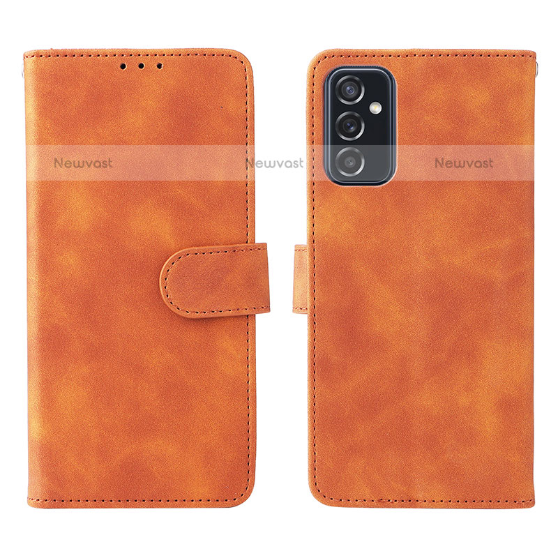 Leather Case Stands Flip Cover Holder L01Z for Samsung Galaxy M52 5G Brown