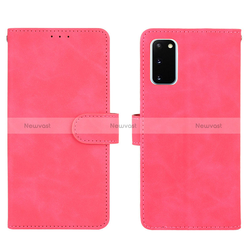 Leather Case Stands Flip Cover Holder L01Z for Samsung Galaxy S20 FE (2022) 5G Hot Pink