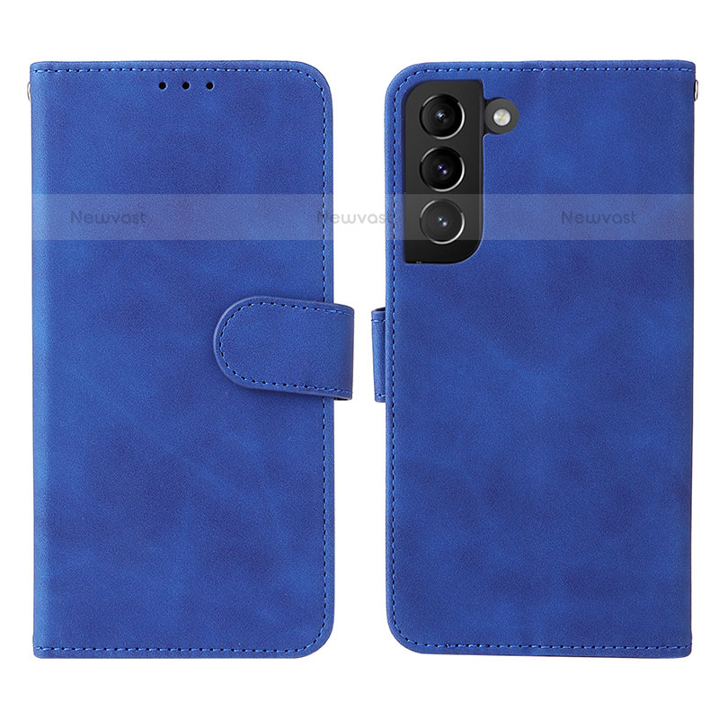 Leather Case Stands Flip Cover Holder L01Z for Samsung Galaxy S21 5G Blue