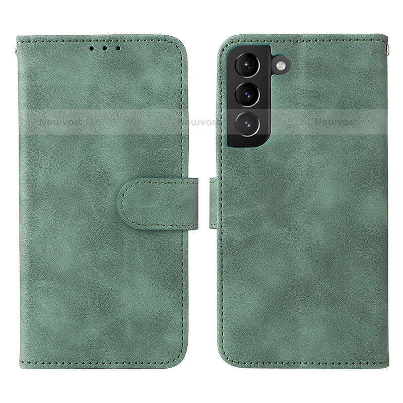 Leather Case Stands Flip Cover Holder L01Z for Samsung Galaxy S21 5G Green