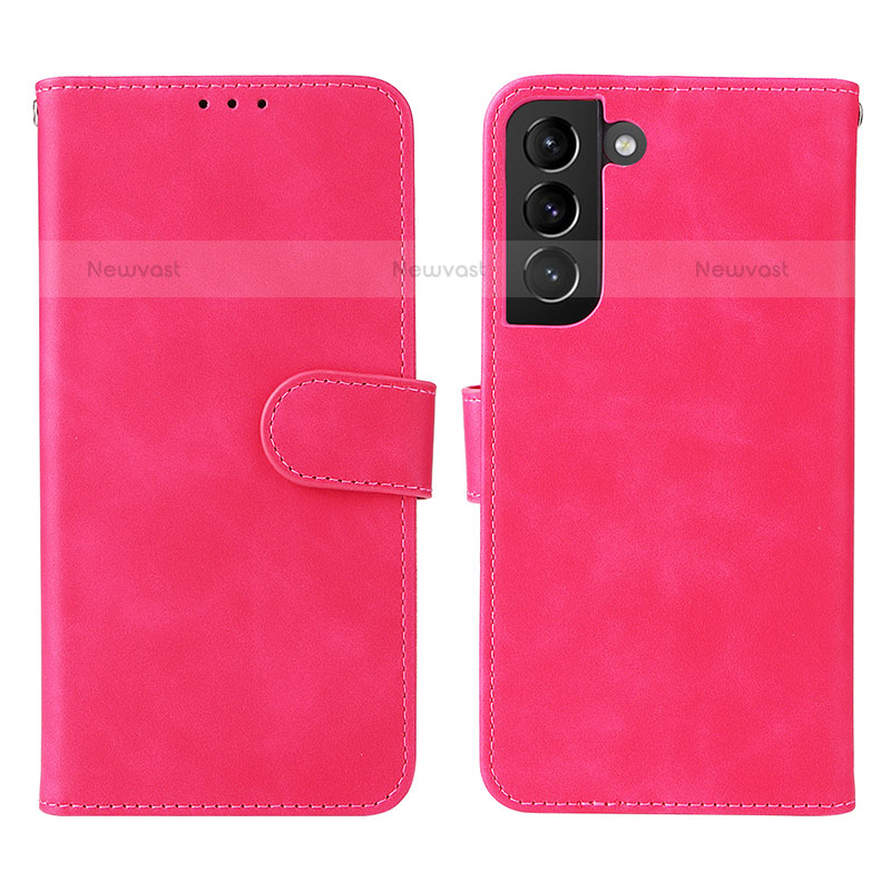Leather Case Stands Flip Cover Holder L01Z for Samsung Galaxy S21 5G Hot Pink