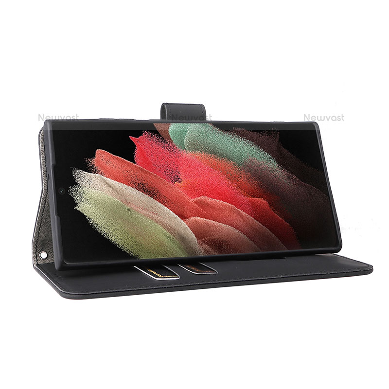 Leather Case Stands Flip Cover Holder L01Z for Samsung Galaxy S21 Ultra 5G
