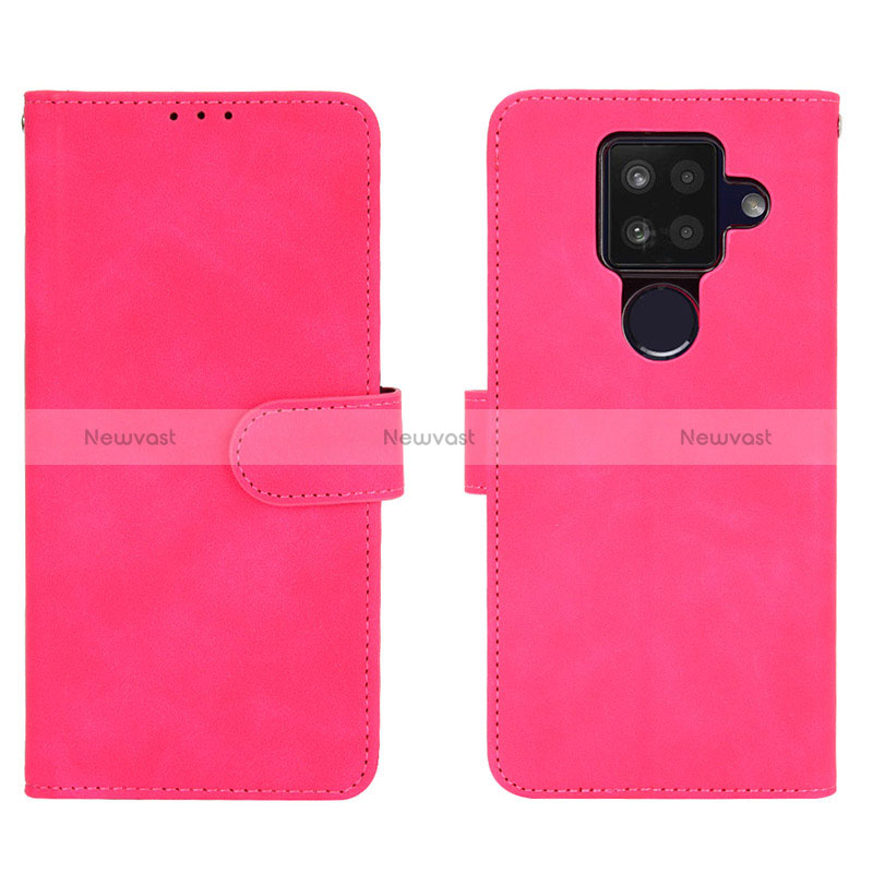 Leather Case Stands Flip Cover Holder L01Z for Sharp Aquos Sense4 Plus Hot Pink