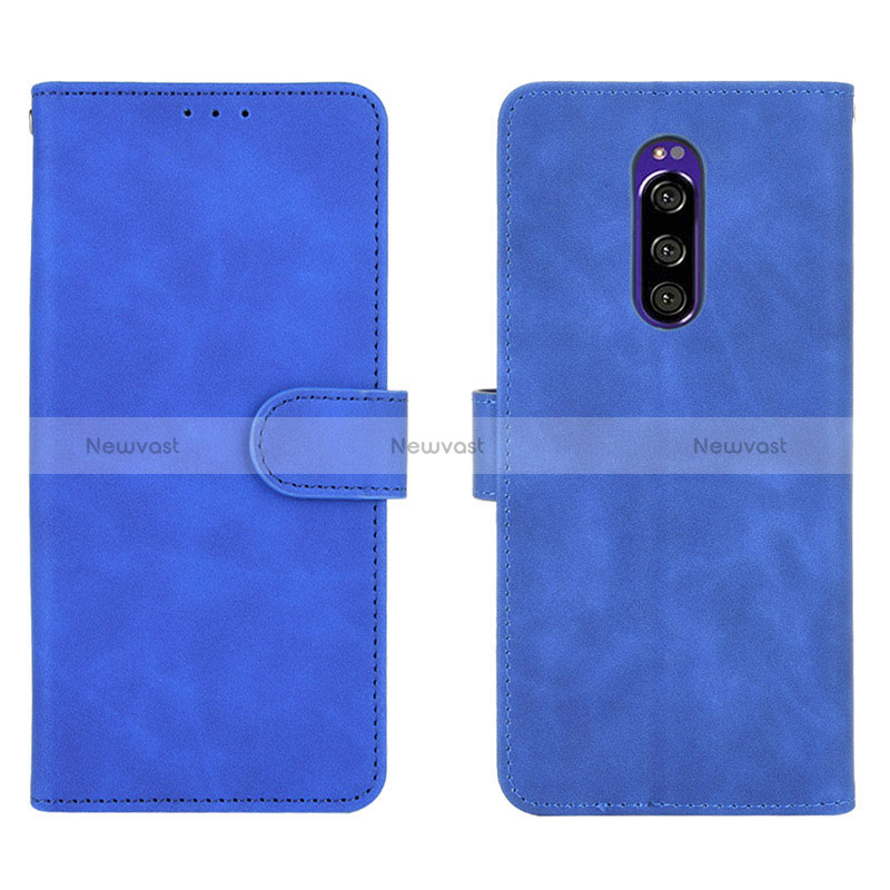 Leather Case Stands Flip Cover Holder L01Z for Sony Xperia 1 Blue