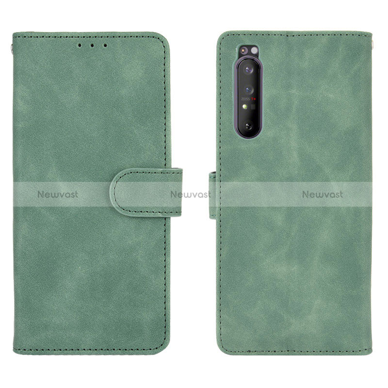 Leather Case Stands Flip Cover Holder L01Z for Sony Xperia 1 II Green