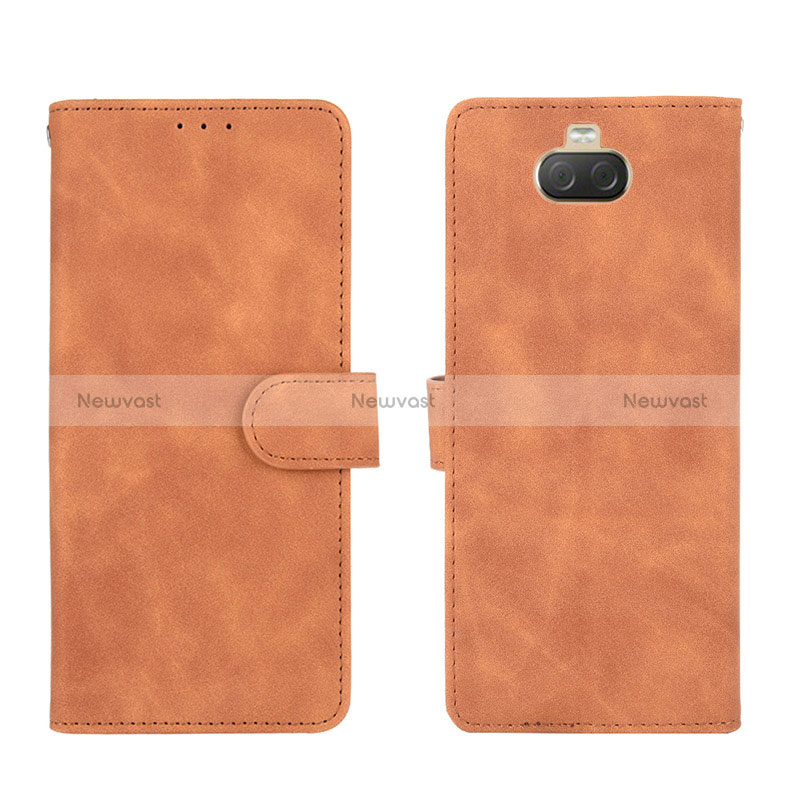 Leather Case Stands Flip Cover Holder L01Z for Sony Xperia 10 Brown