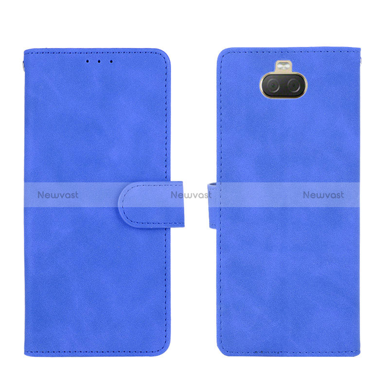 Leather Case Stands Flip Cover Holder L01Z for Sony Xperia 10 Plus Blue