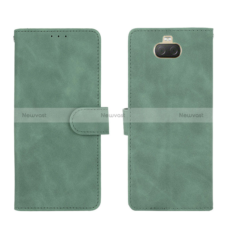 Leather Case Stands Flip Cover Holder L01Z for Sony Xperia 10 Plus Green