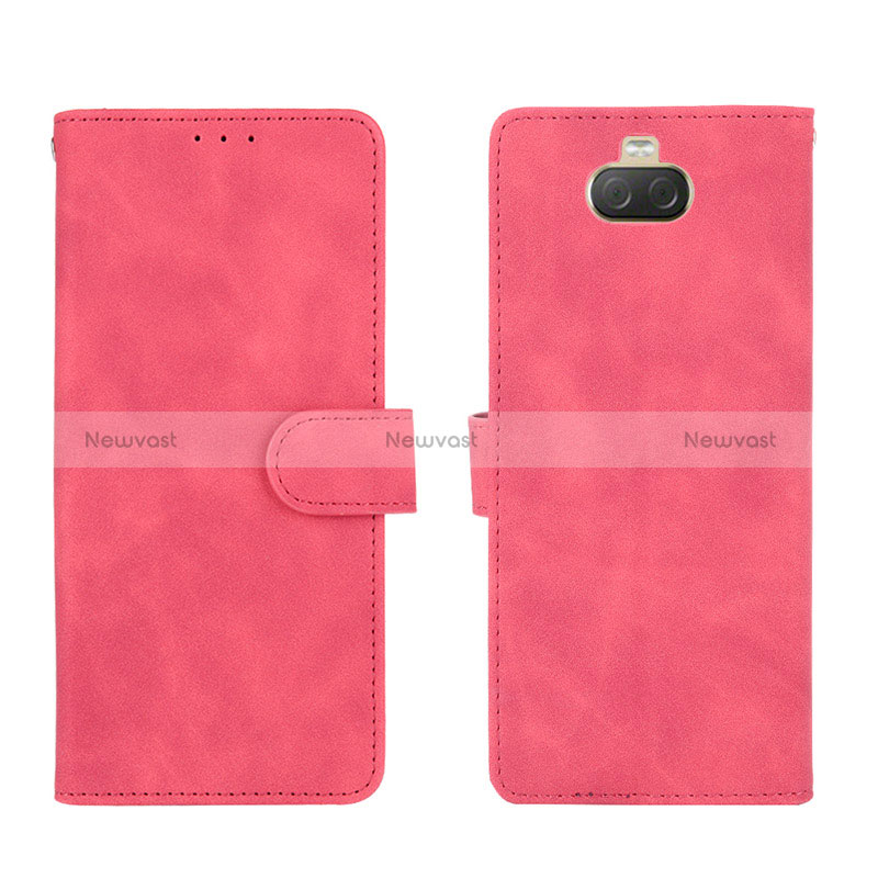 Leather Case Stands Flip Cover Holder L01Z for Sony Xperia 10 Plus Hot Pink