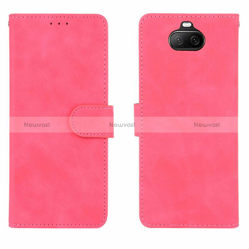 Leather Case Stands Flip Cover Holder L01Z for Sony Xperia 8 Lite Hot Pink