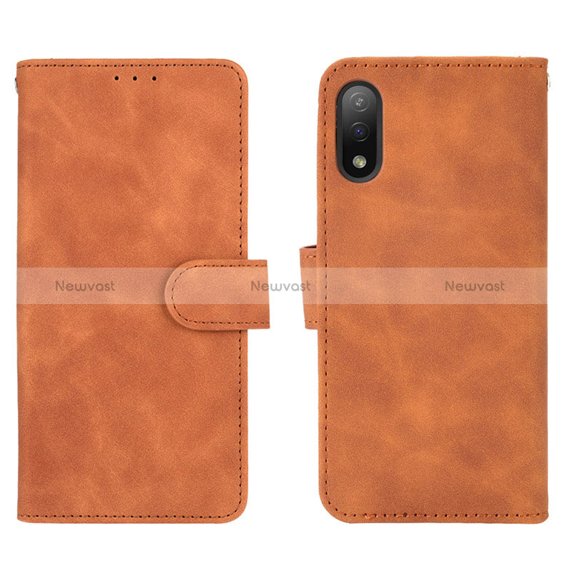 Leather Case Stands Flip Cover Holder L01Z for Sony Xperia Ace II Brown