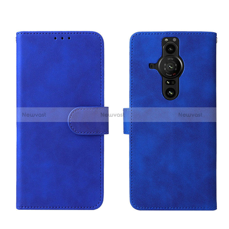 Leather Case Stands Flip Cover Holder L01Z for Sony Xperia PRO-I Blue