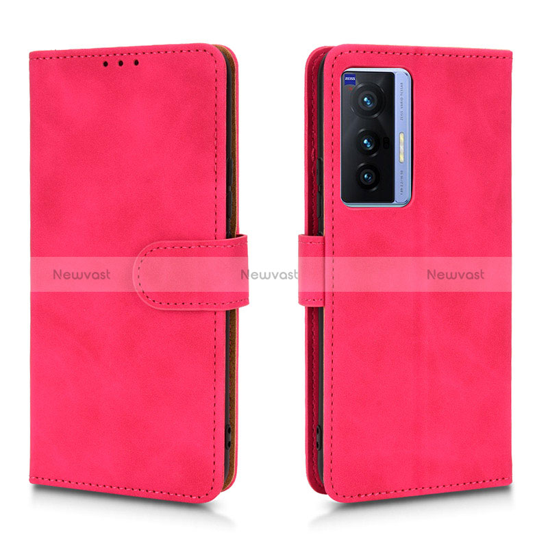 Leather Case Stands Flip Cover Holder L01Z for Vivo X70 5G Hot Pink