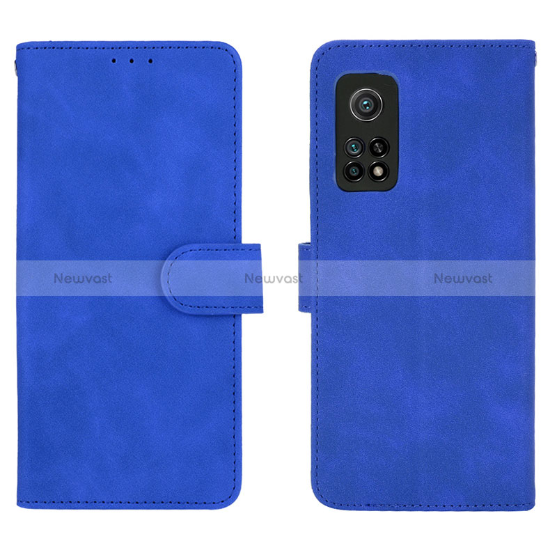 Leather Case Stands Flip Cover Holder L01Z for Xiaomi Mi 10T 5G Blue