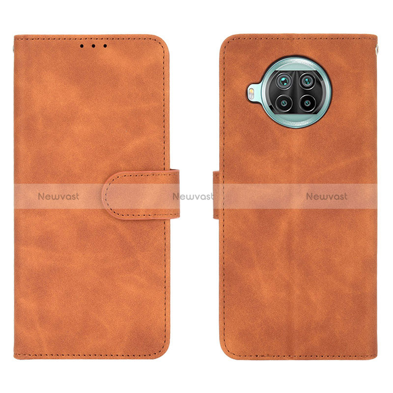 Leather Case Stands Flip Cover Holder L01Z for Xiaomi Mi 10T Lite 5G Brown
