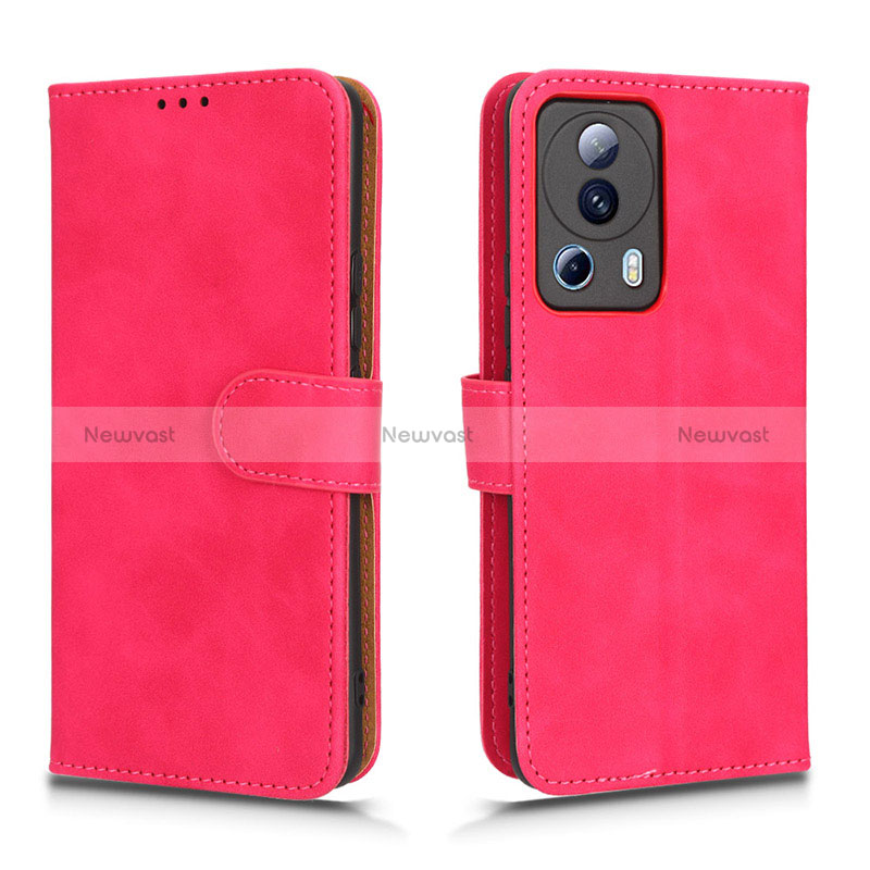 Leather Case Stands Flip Cover Holder L01Z for Xiaomi Mi 13 Lite 5G Hot Pink
