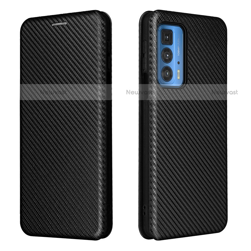 Leather Case Stands Flip Cover Holder L02Z for Motorola Moto Edge 20 Pro 5G Black
