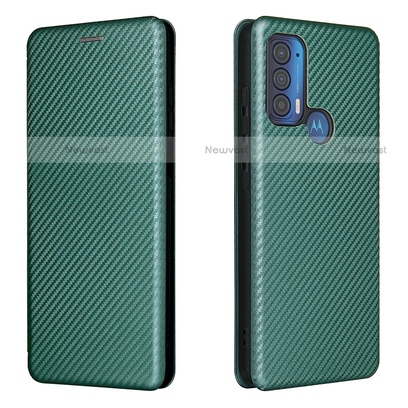 Leather Case Stands Flip Cover Holder L02Z for Motorola Moto Edge (2021) 5G Green