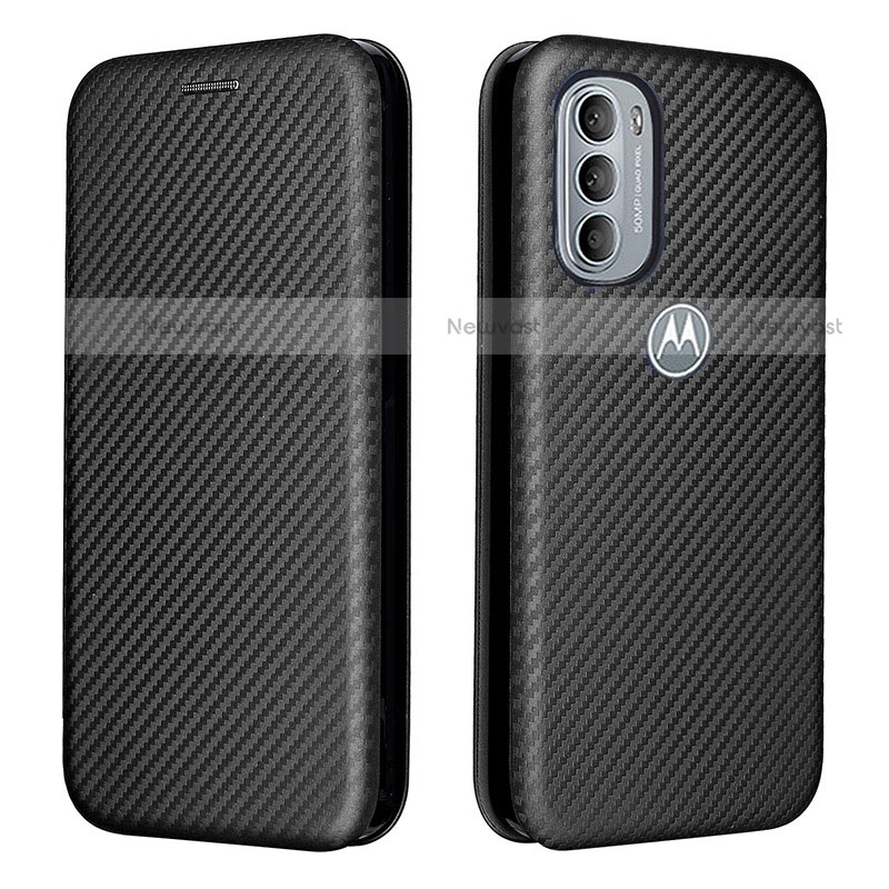 Leather Case Stands Flip Cover Holder L02Z for Motorola Moto G31 Black