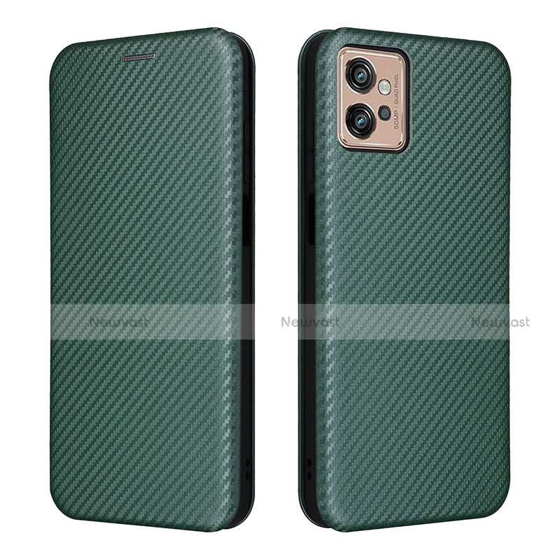 Leather Case Stands Flip Cover Holder L02Z for Motorola Moto G32 Green